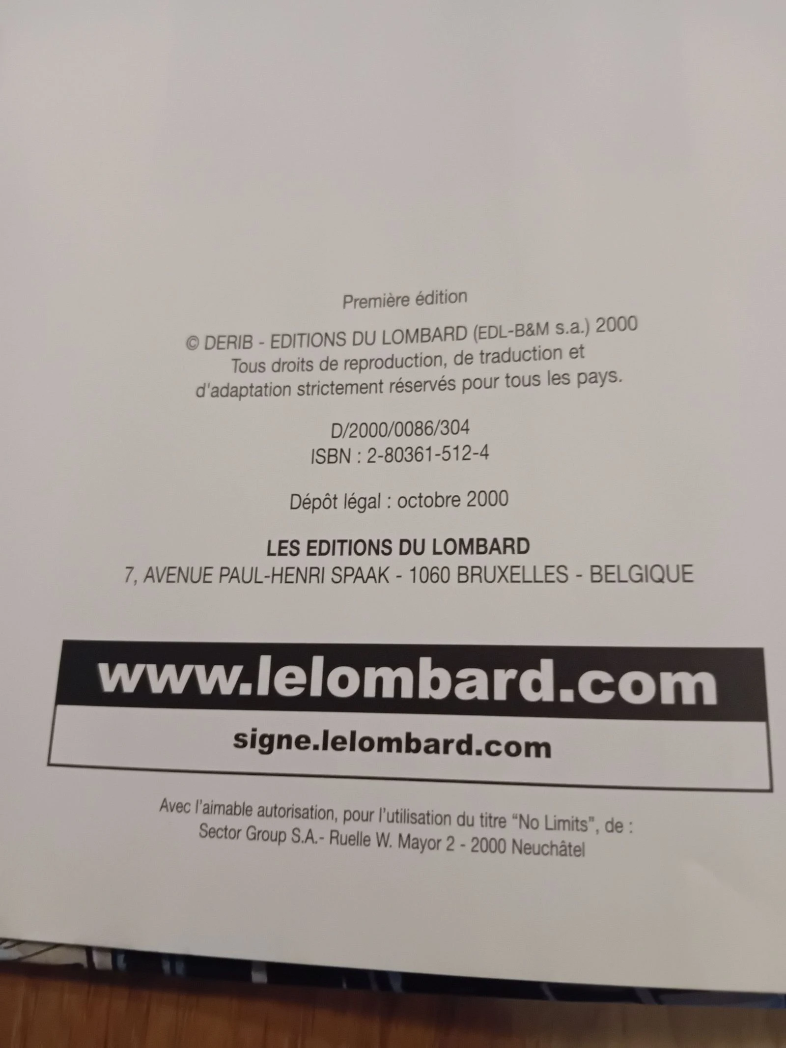 Bd  No limit signe Derib (2000) – photo 3